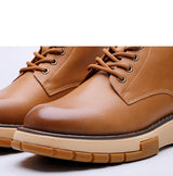 Men's British Style Martin Boots - Yellow Casual High-Top Leather Shoes with Thick Sole