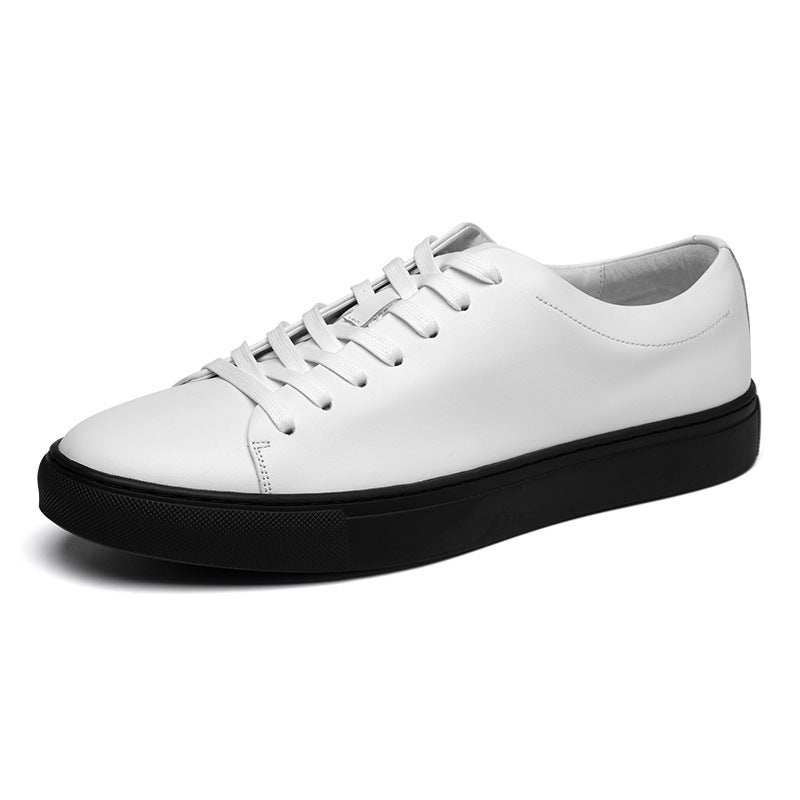 Premium Genuine Leather Men's Casual Sneakers - Hand-Polished Athletic Shoes