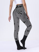 Premium Butt Lifting Yoga Leggings - Hollow Out Tummy Control Athletic Pants with Tie Dye Design