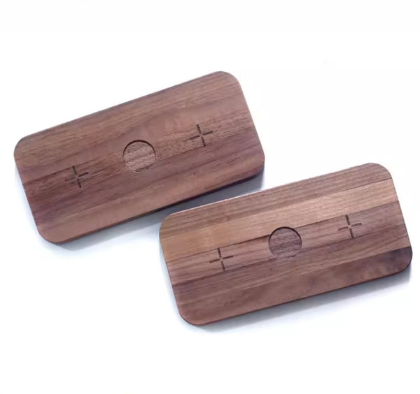 Premium Black Walnut 3-in-1 Wireless Charging Station - Watch, Phone & Headset Charger