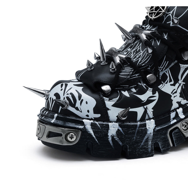 Dark Spikes Platform Shoes - Gothic Punk Rock Pumps with 6cm Heel