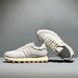Premium Men's Leather Sports Shoes - Fashion Lace-Up Thick Sole Athletic Footwear