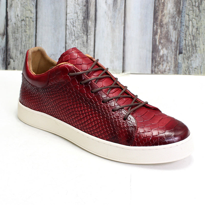 Premium Men's Embossed Leather Dress Shoes - Pointed Toe Lace-Up Formal Footwear