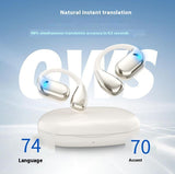 Smart AI Translation Bluetooth Earbuds - Open Ear Hook Design with Multi-Language Support