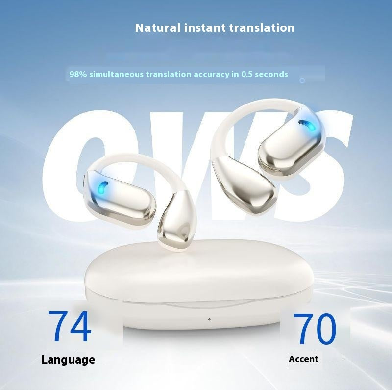 Smart AI Translation Bluetooth Earbuds - Open Ear Hook Design with Multi-Language Support