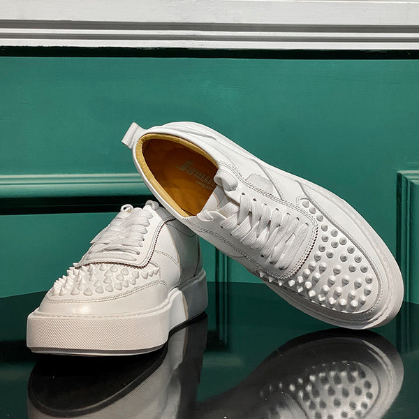 Stylish Men's Platform Rivet Casual Shoes - Comfortable Lace-Up Design