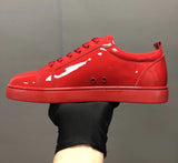 Premium Patent Leather Casual Couple Shoes - Breathable Flat Heel Sneakers