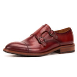 Premium Handcrafted Men's Monk Strap Dress Shoes - Genuine Cowhide Leather Business Formal Footwear