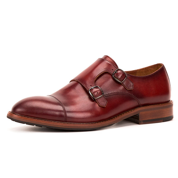 Premium Handcrafted Men's Monk Strap Dress Shoes - Genuine Cowhide Leather Business Formal Footwear