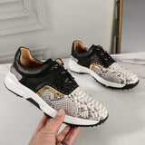 Premium British Style Snakeskin Sneakers - Breathable Low-Top Men's Shoes