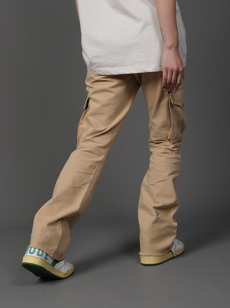 Retro Two-Tone Micro-Flare Cargo Pants - Contemporary Streetwear Essential