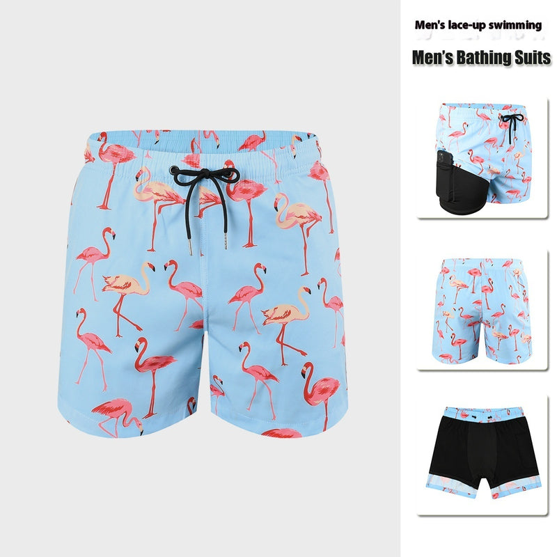 Premium Anti-Embarrassment Double Layer Swimming Trunks for Men - Quick Dry Beach Shorts