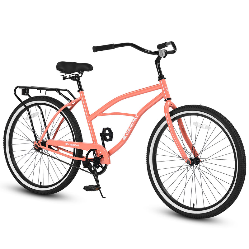 Vélo de plage Cruiser S26204 26 pouces pour hommes et femmes, cadre en acier, transmission monovitesse, conduite confortable en position verticale, plusieurs coloris