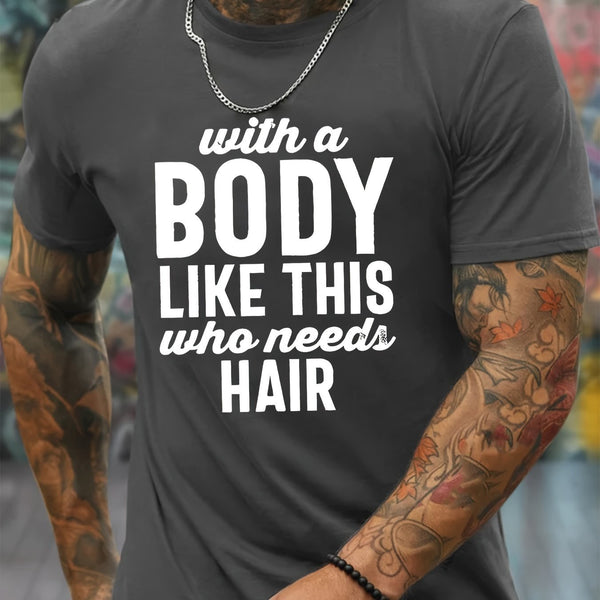 There Is Such A Body Men's Printed T-shirt, Casual Quick Drying Breathable T-shirt, Running Training Short Sleeved T-shirt