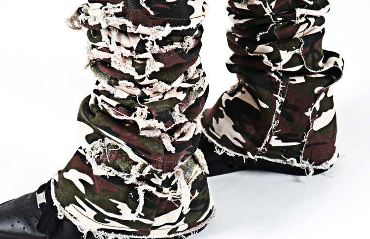 Vintage Distressed Heavy-Duty Flared Denim Jeans