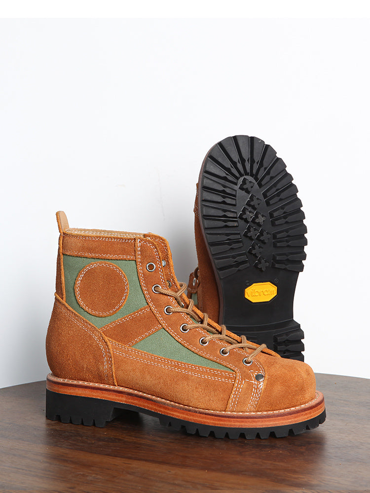 Rugged Canvas High-Top Work Boots - Heavy-Duty Skydiving Style