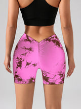 3-Pack Tie Dye Active Wear Shorts - Premium High-Waisted Contour Gym & Yoga Shorts