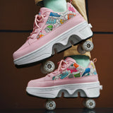 Premium Transformative Roller Skates - Four-Wheel Dual-Use Heelys with Double-Row Design