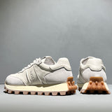 Premium Men's Leather Sports Shoes - Fashion Lace-Up Thick Sole Athletic Footwear