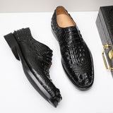 Premium Handmade Men's Crocodile Leather Business Shoes - Round Toe Formal Footwear