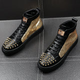 Professional Men's High-Top Hairdresser Shoes - Thick Sole Comfort Design