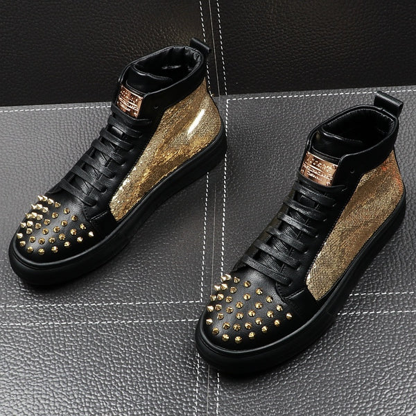 Professional Men's High-Top Hairdresser Shoes - Thick Sole Comfort Design