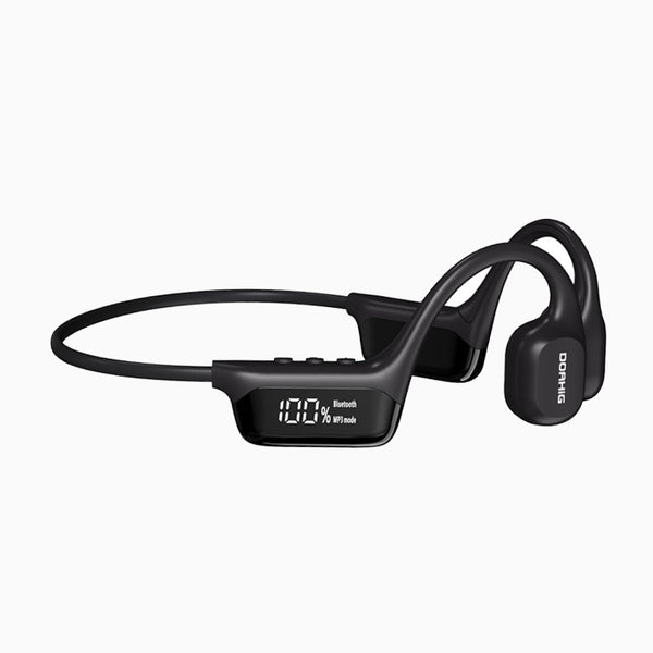 Wireless Bone Conduction Headphones with Digital Display - Waterproof Sports Bluetooth Headset