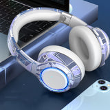 Wireless Bluetooth 5.2 Headphones with LED Illumination - 1800mAh Long Battery Life