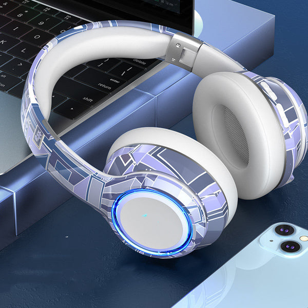 Wireless Bluetooth 5.2 Headphones with LED Illumination - 1800mAh Long Battery Life