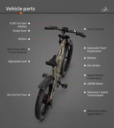 Ultimate All-Terrain Fat Tire Electric Bike - 52V 1000W Motor, 20AH Extended Range Battery & Hydraulic Brakes