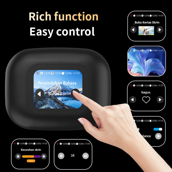 Smart Wireless Translation Earbuds - A16 Multi-Language Bluetooth Headphones with Color Screen