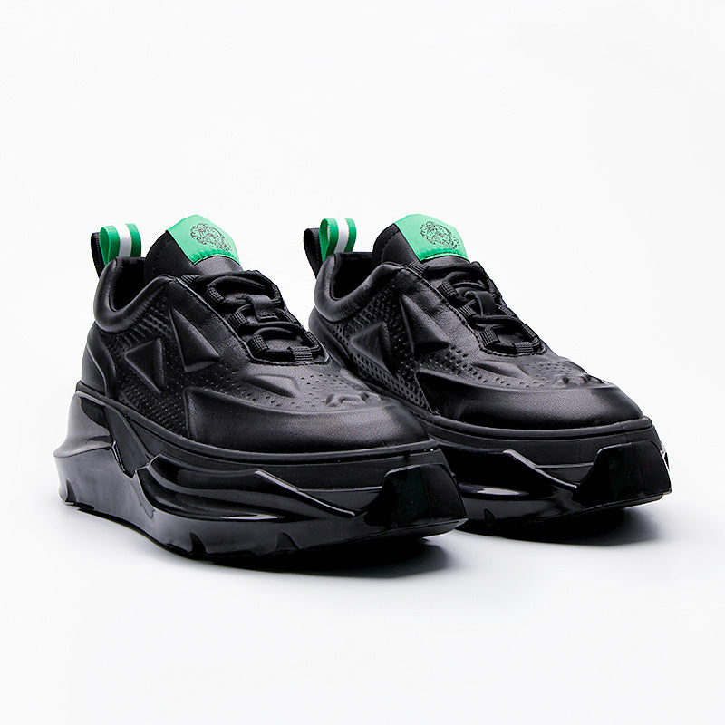 Premium Leather Sports Casual Shoes - Breathable Lace-Up Men's Footwear