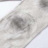 Vintage Washed Cargo Trousers - Men's Straight Fit Cotton Pants with Pleated Stitching