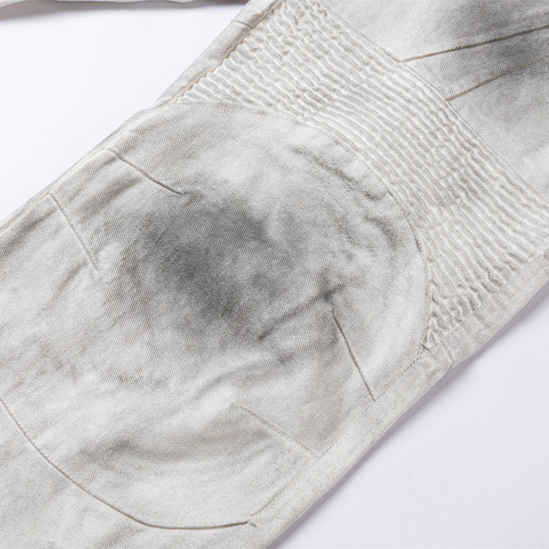 Vintage Washed Cargo Trousers - Men's Straight Fit Cotton Pants with Pleated Stitching