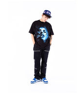 Stylish Black Multi-Pocket Cargo Trousers - Retro Micro-Flared Design