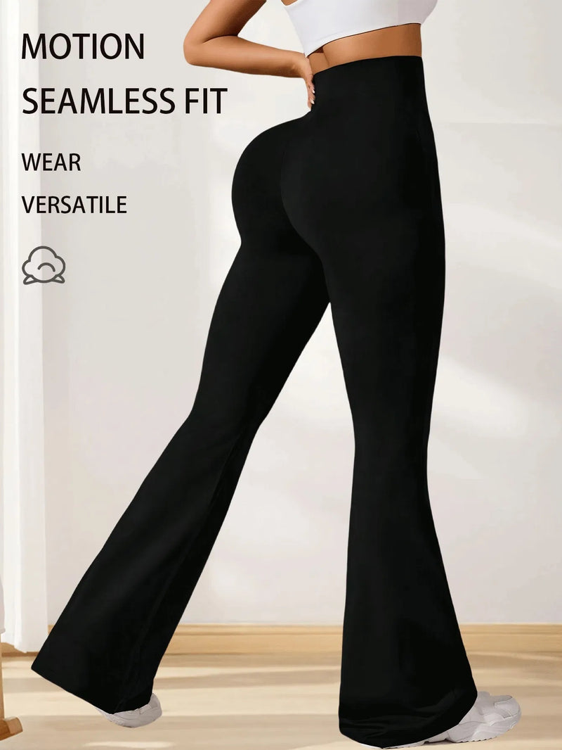 Premium Sharkskin Texture High-Waisted Flare Leggings - 3-Piece Sculpting Yoga Set