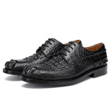 Premium Handmade Men's Crocodile Leather Business Shoes - Round Toe Formal Footwear