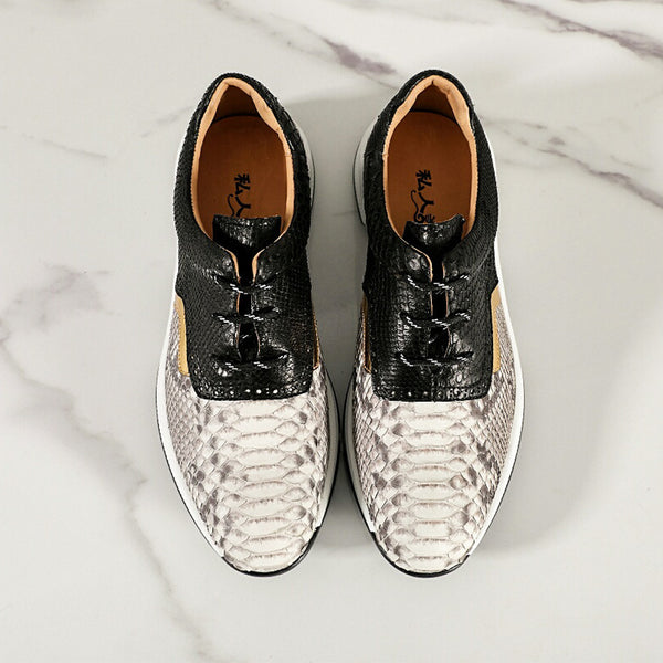 Premium British Style Snakeskin Sneakers - Breathable Low-Top Men's Shoes