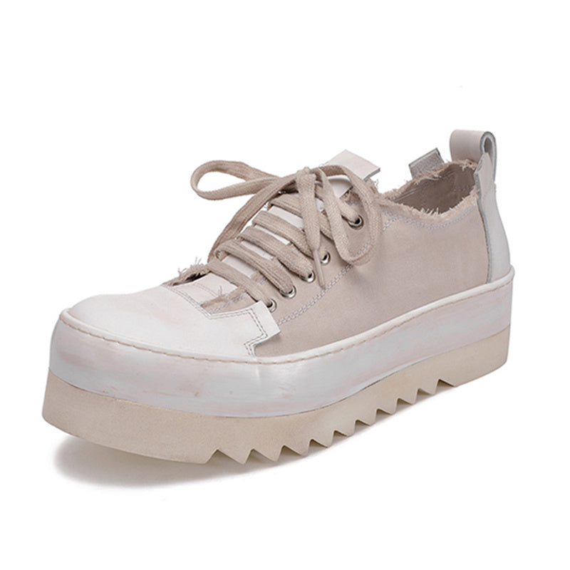 Handcrafted Artisan Leather Canvas Breathable Thick-Soled Designer Shoes