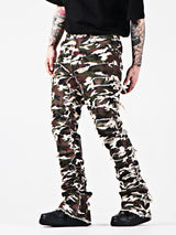 Vintage Distressed Heavy-Duty Flared Denim Jeans