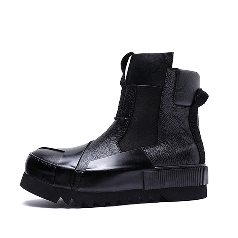 Handcrafted Retro Leather Heightening Casual Shoes - Thick Sole Design
