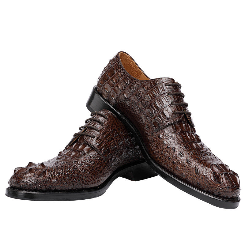 Premium Handmade Men's Crocodile Leather Business Shoes - Round Toe Formal Footwear