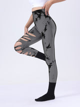Premium Butt Lifting Yoga Leggings - Hollow Out Tummy Control Athletic Pants with Tie Dye Design