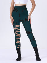 Premium Butt Lifting Yoga Leggings - Hollow Out Tummy Control Athletic Pants with Tie Dye Design