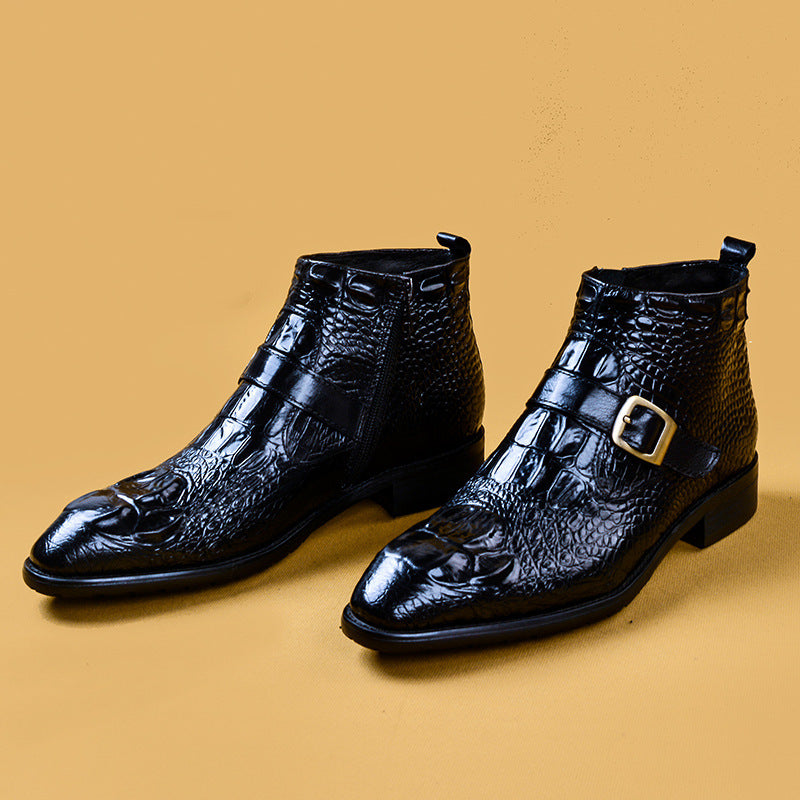 Premium Men's High-Top British Style Formal Leather Dress Shoes - Classic Oxford Design