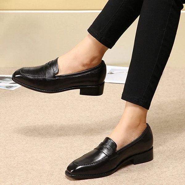 Men's Retro English Style Leather Oxford Shoes - Classic Flat Dress Shoes