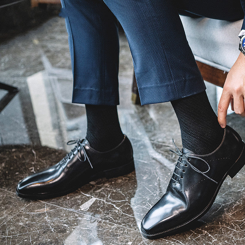 Premium Men's Oxford Dress Shoes - Hand-Polished Cowhide Leather Brogues for Business & Formal Wear
