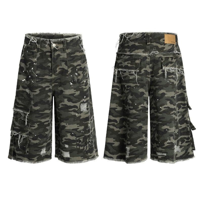 Men's Camouflage Wide Leg Cargo Shorts - Summer Casual Workwear