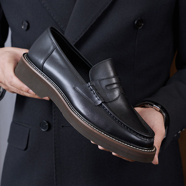 Sophisticated Business Casual Leather Shoes for Men - Breathable Comfort