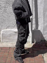 Stylish Men's Double Layer Stitched Ruffle Straight-Leg Trousers